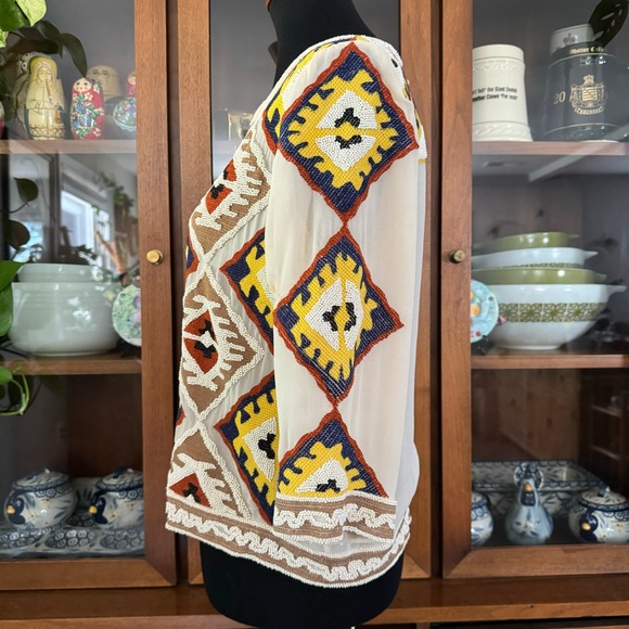 Diane von Furstenberg Beaded Cropped Silk Dinner Jacket - Picture 9 of 12